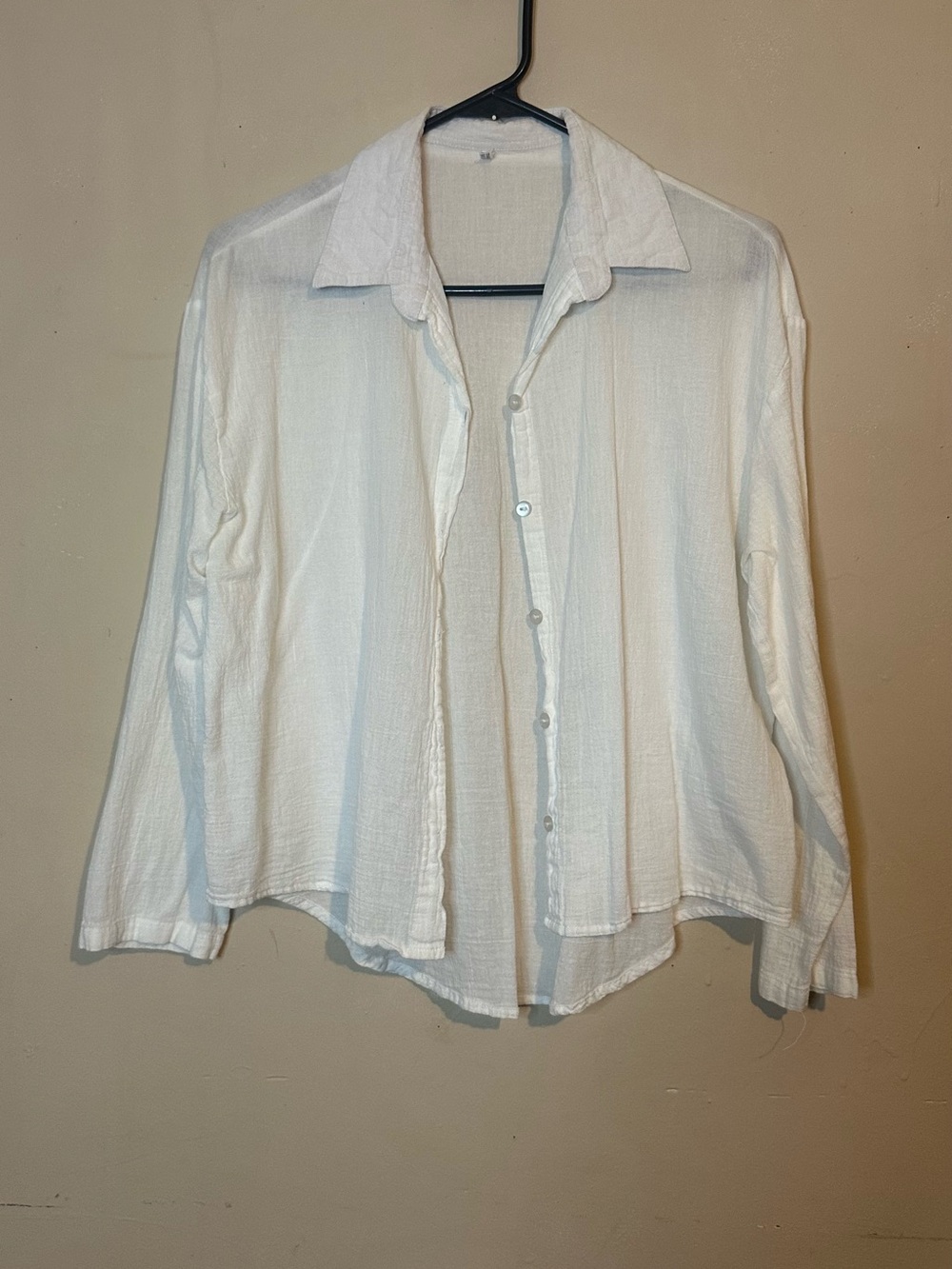 100% cotton Lightweight White Button-Up Shirt